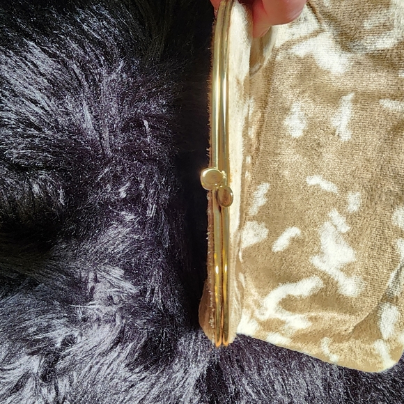 Vintage Ingber Foldover Clutch Purse with Gold Tone Kiss Lock Faux Fur/Wool like - Picture 5 of 14